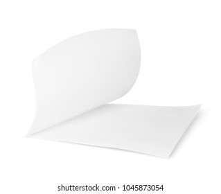 White square writing paper. Open notebook with curved edge.