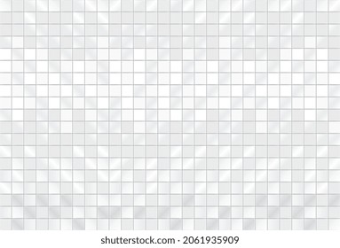 White Squared Mosaic Seamless Pattern. Square Tiles Seamless Pattern. Mirror Mosaic Modern Texture Background. White Ceramic Tile Background. Geometric Template. Vector Illustration EPS10.