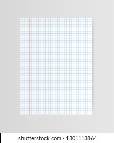 White squared paper sheet on gray background