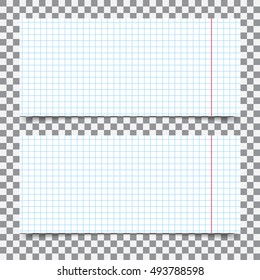 White squared paper sheets on a transparent background