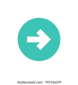 white squared right arrow in blue circle icon. Isolated on white. Continue icon.  Next sign. East arrow.
