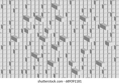 White squares. Abstract 3D rendering background 