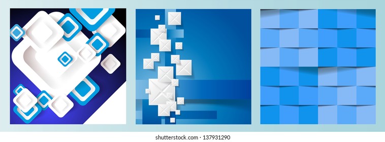 WHITE SQUARES ABSTRACT ON A BLUE BACKGROUND