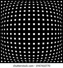 White Squares Fish Eye. Vector Convex Pattern. Square Mesh And Convex Shape.