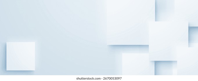 White squares and rectangles on a light blue background, with simple shapes and soft colors.
