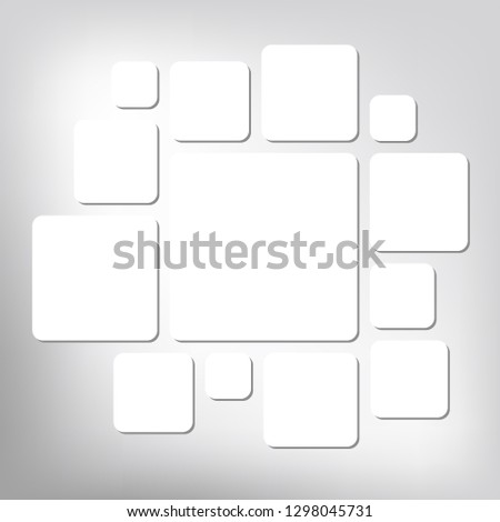 white squares with shadow on gray background. vector geometric shapes. simple white background for business advertising