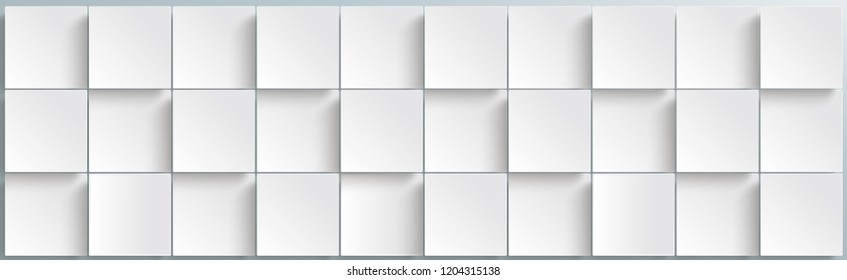 White squares with shadows structure on the gray background. Eps 10 vector file.