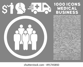 White Staff vector rounded icon. Image style is a flat icon symbol inside a circle, gray background. Bonus clipart has 1000 healthcare business design elements.