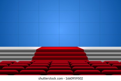 white stage and lcd display background in the hall