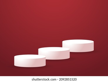 Escenario blanco sobre fondo rojo. vector de etapa. Etapa 3 quinquies.