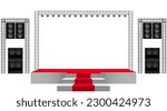 white stage and speaker with spotlight on the truss system on the white background