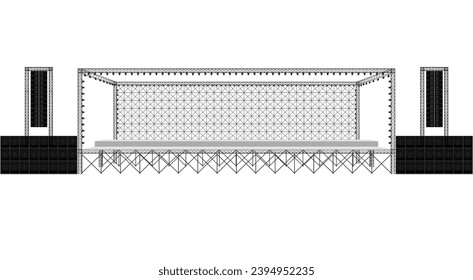 escenario blanco y altavoz con foco en el sistema de truss sobre el fondo blanco	