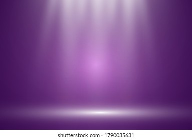 
White stage with spotlight shining from above.Vector background on transparent background.