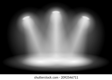 white stage spotlight vector on black background