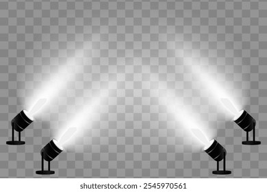 White stage with spotlights.On a transparent background.Vector.EPS 10.