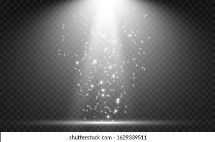 White stage with spotlights. Vector illustration with beautiful light and sparkles	
