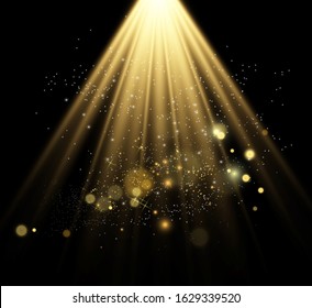White stage with spotlights. Vector illustration with beautiful light and sparkles	
