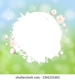 White Stain With Flowers Sale Banner Bokeh Background With Gradient Mesh, Vector Illustration
