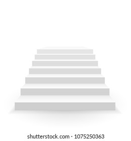 White stair. front view. 3D Staircase for interior illustration. Vector