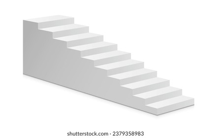 Weiße Treppe einzeln auf weißem Hintergrund, 3D-Treppen-Vorlage, Vektorgrafik
