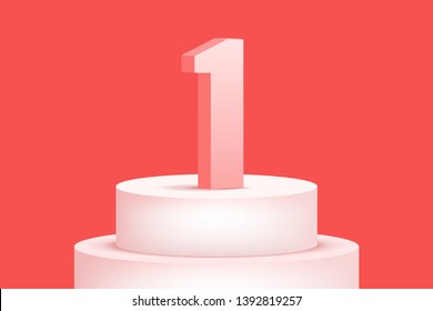 White stair up to the number one with red background.