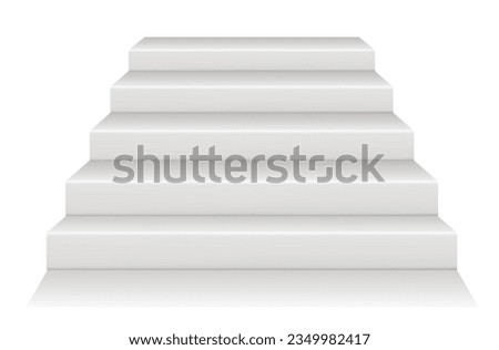 White stair step staircase front podium isolated on white background. Vector graphic design element illustration