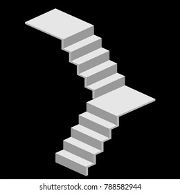 White stair template 3D on black background vector illustration.