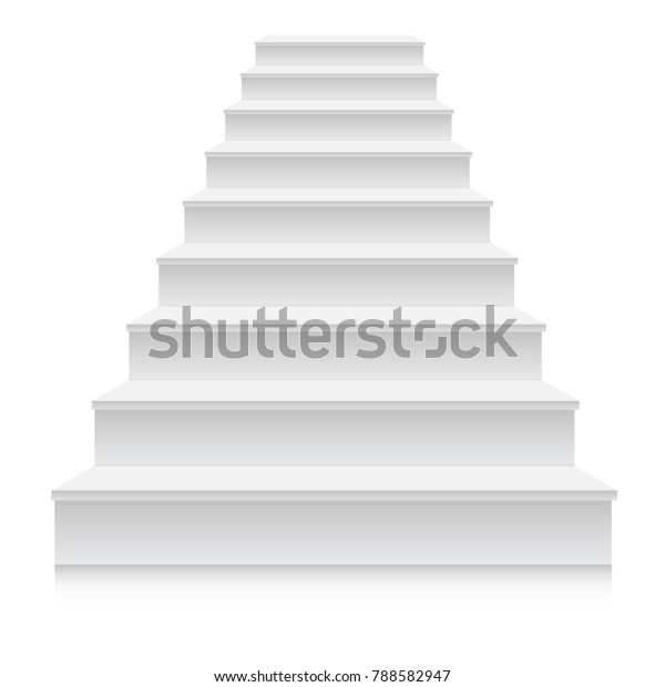 白い階段テンプレートの正面図3d分離型ベクターイラスト のベクター画像素材 ロイヤリティフリー