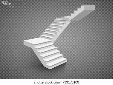 White staircase, 3d staircase. Isolated over a transparent background. EPS10