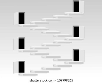 White staircase to door