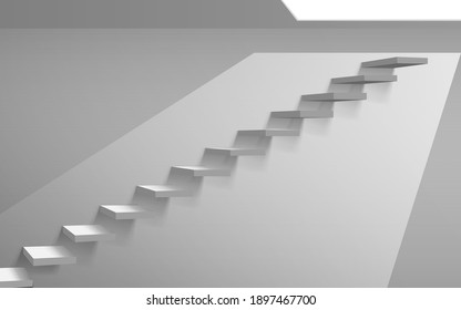 white staircase with light on the white ceiling