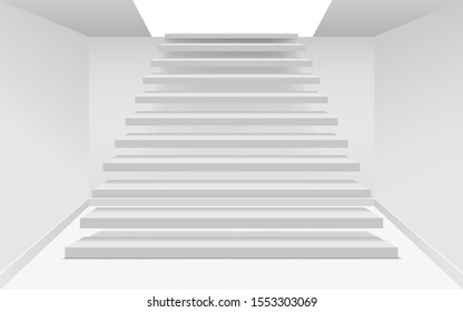 white staircase in the white room