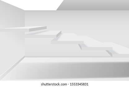 white staircase in the white room