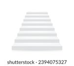 White staircase template front view 3D. Blank interior isolated on white background. Architecture for home. Modern building of exterior. Vector illustration