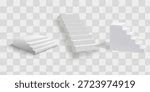 White stairs, 3d staircases. Set, Isolated on transparent background.