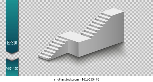 White stairs, 3d staircases. Set, Isolated on transparent background. EPS10