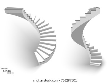 White stairs, 3d staircases. Set, Isolated on white background. EPS10