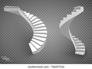 White stairs, 3d staircases. Set, Isolated on white background. EPS10