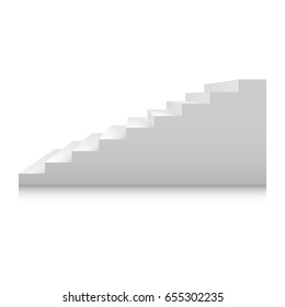 Plantilla de escalera blanca. Escaleras interiores al estilo de las caricaturas aisladas de fondo blanco. Concepto de escalera moderna y casera. Pistas de ilustración 3d del vector10