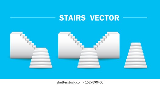 white stairs vector set for stage design or graphic design or product display.
