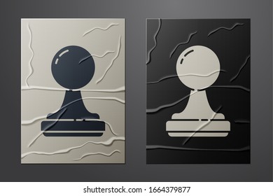 Icono de sello blanco aislado en fondo de papel desmitificado. Estilo de arte de papel. Ilustración vectorial