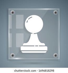 Icono de sello blanco aislado en fondo gris. Paneles de vidrio cuadrado. Ilustración vectorial