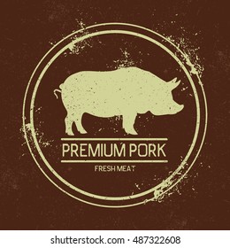 White stamp for meat production.Retro effect.Vector sign