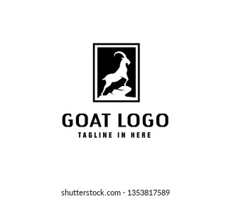 White stand goat on square logo design inspiration