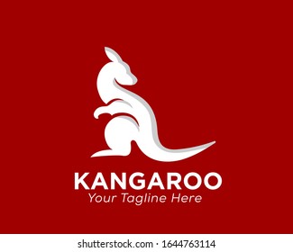 White stand kangaroo on red background logo design inspiration