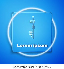 White Standalone sensor icon isolated on blue background. Blue square button. Vector Illustration