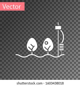 White Standalone sensor and plant icon isolated on transparent background.  Vector Illustration