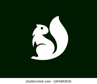 White standing squirrel looking back logo design inspiration