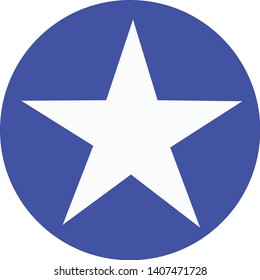 white star in blue circle isolated on white background