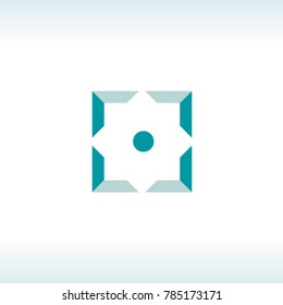 white star, blue square logo element